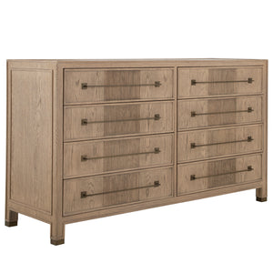 Jordan Oak Wood Dresser - 8 Drawers, Cerused Natural | Gabriella White - SCH-175439
