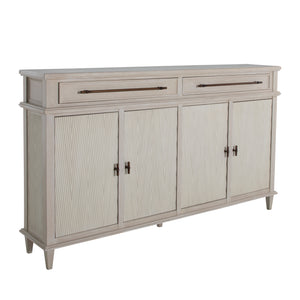 Isaac Mindi Oak Wood Ribbed Cabinet - 2 Shelves, Cerused White Sesame | Gabriella White - SCH-175861