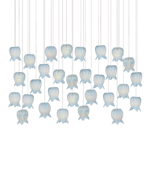Polpo Blue 30-Light Linear Multi-Drop Pendant | Currey & Co - 9000-1416