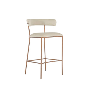 Matlock Metal Faux Leather Bar Stool - White Brass | Gabriella White - SCH-175539