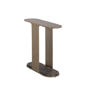 Cascade Metal Oval Side Table - Dark Emperador | Gabriella White - SCH-175943