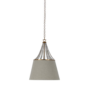 Sonny Metal Antique Gold Whitewashed Wood Beads Pendant | Gabriella White - SCH-166015