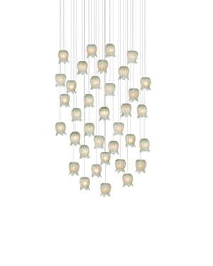 Polpo Green 36-Light Round Multi-Drop Pendant | Currey & Co - 9000-1401