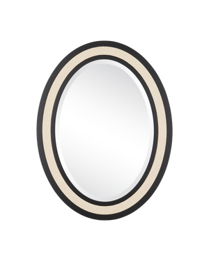 Deanna Ivory Raffia Oval Mirror | Currey & Co - 1000-0189