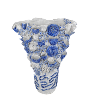 Coral Reef Medium Vase - Blue | Currey & Co - 1200-0968