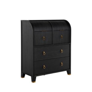 Maison Mindi Wood Chest - 4 Drawers, Brushed Black | Gabriella White - SCH-170505