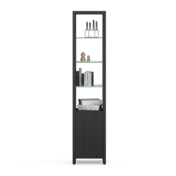 Linea Expandable Narrow Bookshelf With Glass Shelves in Charcoal | BDI Furniture - 5801-Charcoal