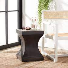 Safavieh Curby Indoor/Outdoor Modern Concrete 17.7-Inch H Accent Table - Black