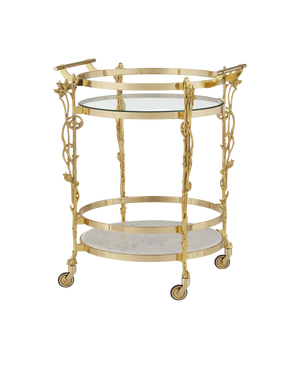Fiore Bar Cart - Brass | Currey & Co - 4000-0206