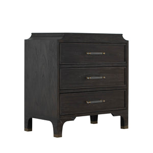 Alexandra Mindi Wood Storage Chest - 3 Drawers, Cerused Forest Black | Gabriella White - SCH-175604