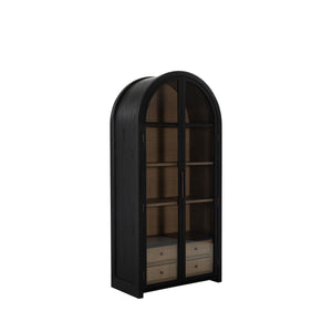 Elsa Mindi Wood Cabinet - 3 Shelves, Brushed Black Blonde Natural | Gabriella White - SCH-175587