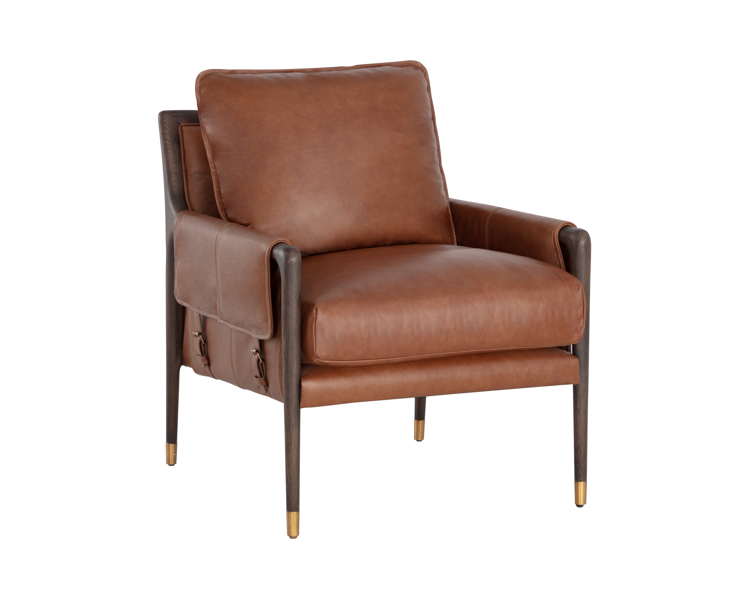 Sunpan Mauti Armchair, Brown Shalimar Tobacco Leather