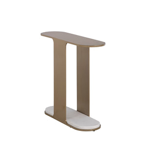 Cascade Metal Oval Side Table - Volakas | Gabriella White - SCH-175944
