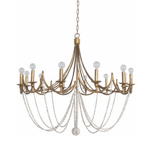 Sandra Metal Antique Gold Chandelier | Gabriella White - SCH-153145