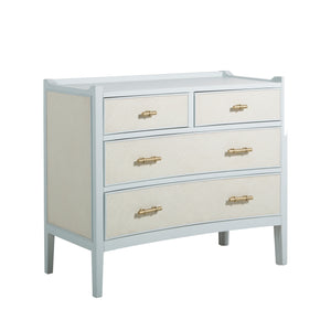 Jane Oak Wood Natural Seagrass Chest - 4 Drawers, Soft Sky Blue | Gabriella White - SCH-160205
