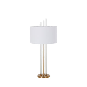 Merna Iron Antique Brass Drum Shade Table Lamp | Gabriella White - SCH-167005