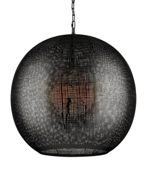 Buckram Black Orb Pendant | Currey & Co - 9000-1364
