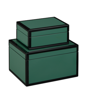 Currey & Co Green Lacquer Box Set of 2 | 1200-0906