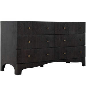 Princeton Mindi Wood Dresser - 6 Drawers, Cerused Forest Black | Gabriella White - SCH-175631