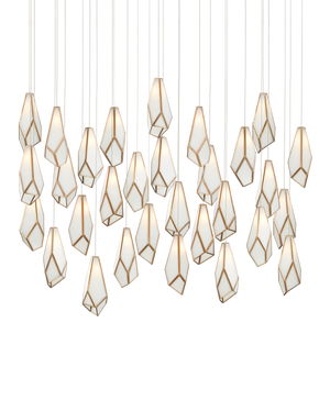 Currey & Co Glace White 30-Light Linear Multi-Drop Pendant | 9000-1038