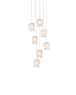Polpo White 7-Light Round Multi-Drop Pendant | Currey & Co - 9000-1405