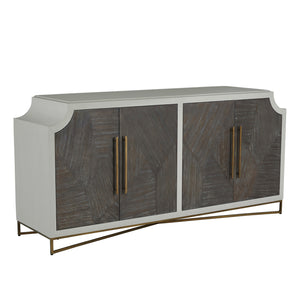 Kirsten Mindi Wood Cabinet - 2 Shelves, Cerused White Coal | Gabriella White - SCH-169305
