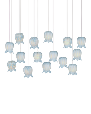 Polpo Blue 15-Light Linear Multi-Drop Pendant | Currey & Co - 9000-1415