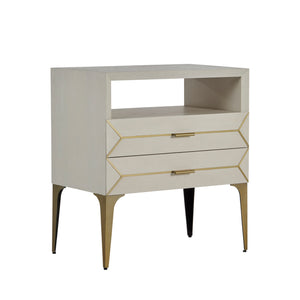 Whitley Mindi Wood Nightstand - 2 Drawers, Cerused White | Gabriella White - SCH-166310