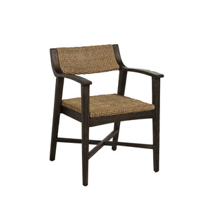 Richard Rubber Wood Seagrass Mod Curved Armchair - Dark Brown | Gabriella White - SCH-160340