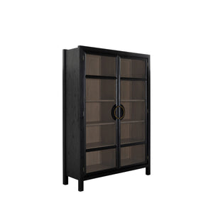 Elias Mindi Wood Transitional Cabinet - 4 Shelves, Antique Bronze | Gabriella White - SCH-175588
