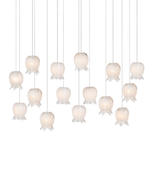 Polpo White 15-Light Linear Multi-Drop Pendant | Currey & Co - 9000-1407