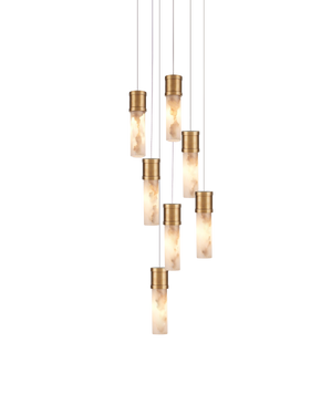 Cannula 7-Light Round Multi-Drop Pendant | Currey & Co - 9000-1381