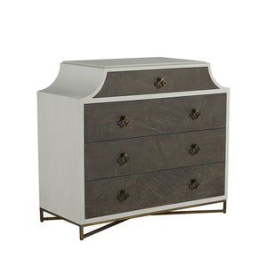 Kirsten Mindi Wood Chest - 4 Drawers, Cerused Coal Cerused White | Gabriella White - SCH-169310