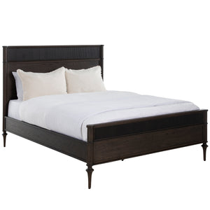 Andrea Oak Veneer Classic Fluted Bed - Queen, Brown | Gabriella White - SCH-175878