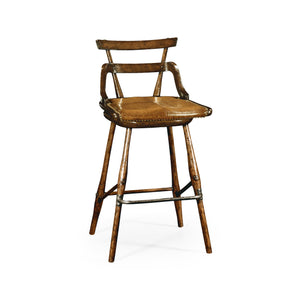 Buckingham Oak Studded Leather Barstool | Jonathan Charles Furniture - 494315-SC-TDO