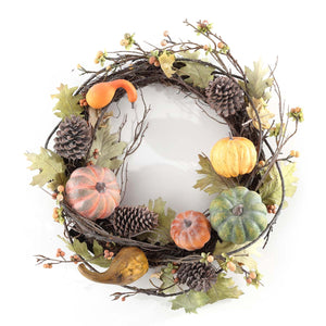 Faux 24" Oak Leaf Wreath with Pumpkins | Safavieh - FXP1046