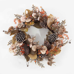Safavieh Faux 32 Inch Eucalyptus & Lotus Wreath W/ Pine Cones , FXP1051