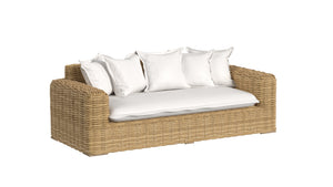 Playa Loveseat in Soothe Pearl w/ Flange Welt - Medium Wood Finish | Sunset West - SW7001-22-PRL-STKIT