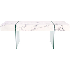 Safavieh Jacob Rectangular Glass Leg Modern Coffee Table - White / Clear Glass Legs