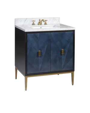 Kallista 30" Blue Vanity with Rectangular Undermount Sink | Currey & Co - 3800-0008