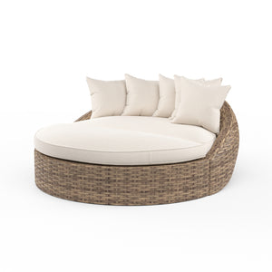 Havana Round Daybed in Canvas Flax w/ Self Welt - Tobacco | Sunset West - SW1701-99OT-FX-STKIT