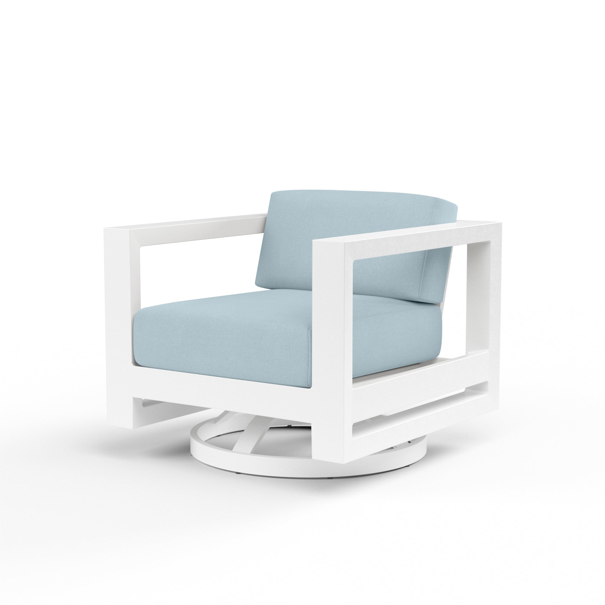 Newport Swivel Club Sunbrella Fabric No Welt Frost Finish