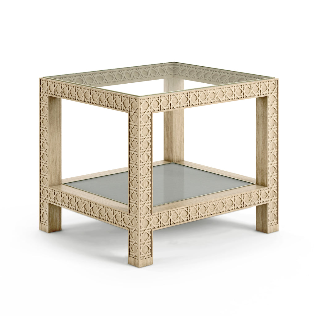 Water Cnoidal Cane Carved End Table | Jonathan Charles - 001-3-AN0-WWO