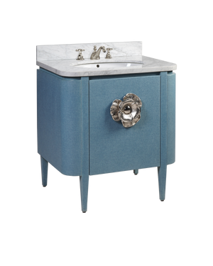 Briallen 30" Blue Linen Vanity with Oval Undermount Sink | Currey & Co - 3800-0005