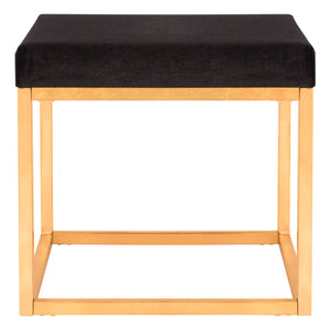 Safavieh Rowan Contemporary Glam Velvet Square Ottoman - Black Velvet/Gold Foil