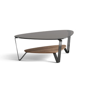Dino Small Modern Glass Coffee Natural Walnut | BDI Furniture - 1364 WL