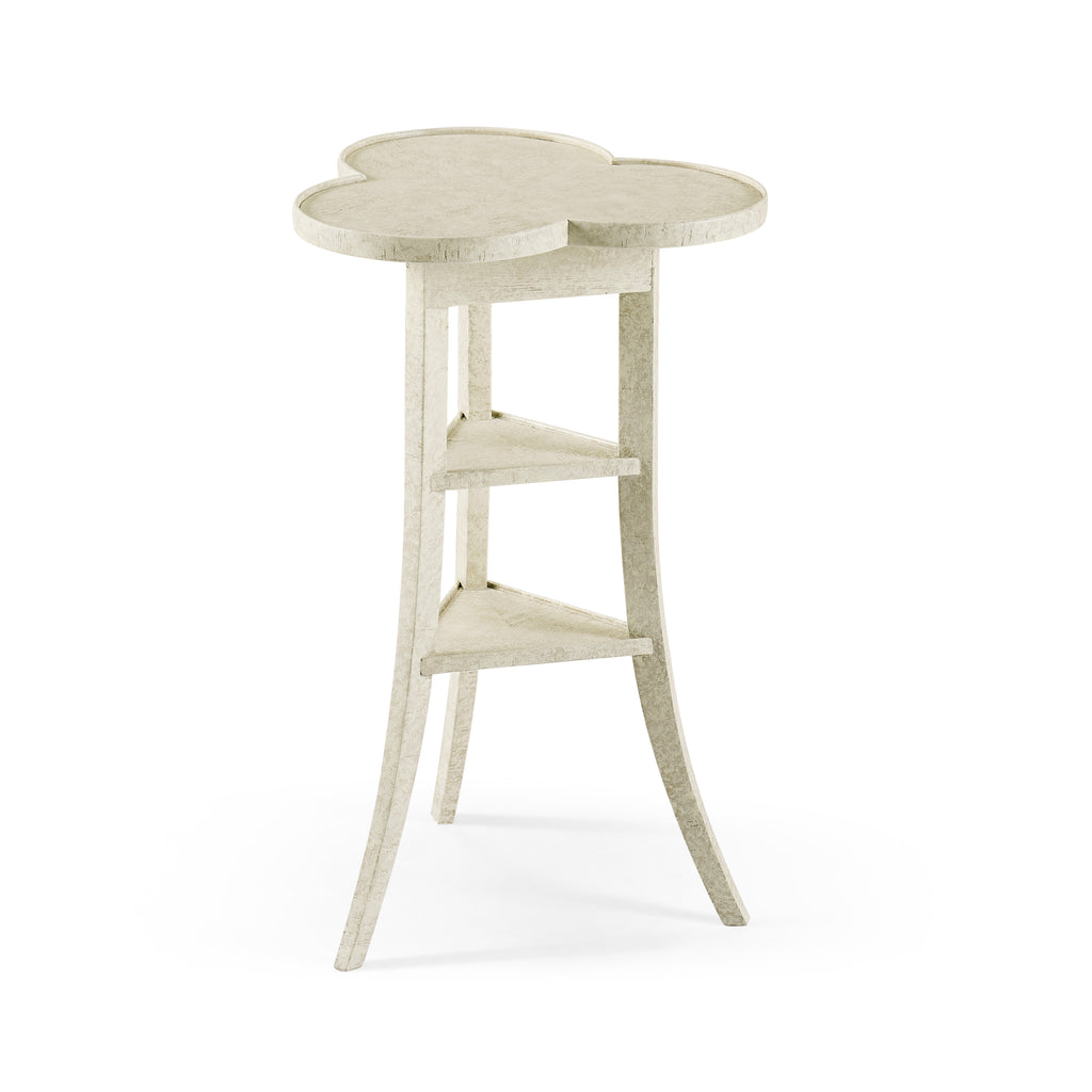 Casual Accents Whitewash Trefoil Side Table | Jonathan Charles - 491037-DTW