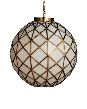 Polyhedron Medium Pendant - White | Currey & Co - 9000-1232