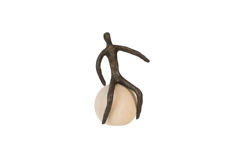 Abstract Figure On Bleached Wood Base, Bronze Finish, Left Arm Down | Phillips Collection - TH96038
