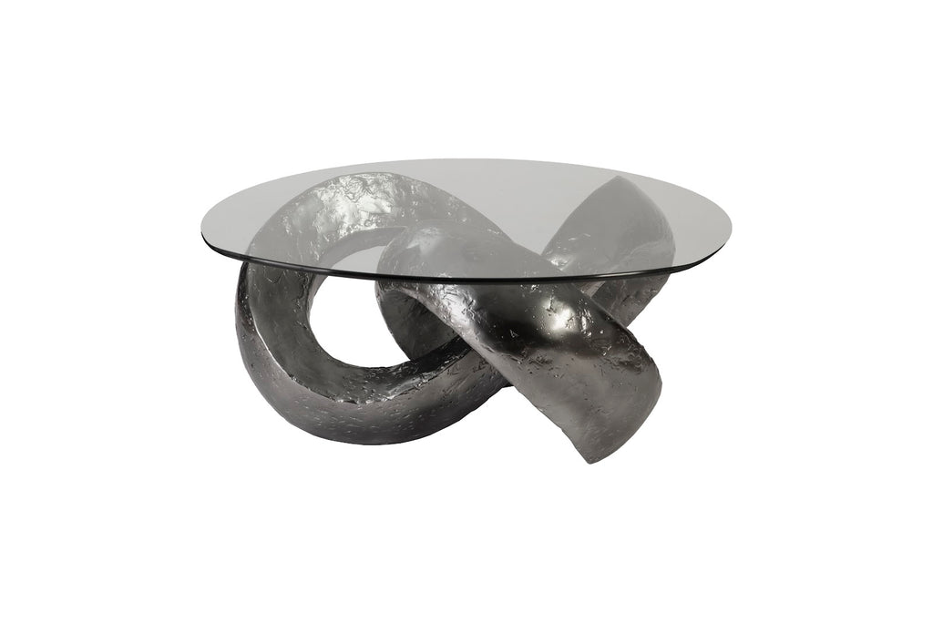 Trifoil Coffee Table, Liquid Silver W/Glass | Phillips Collection - PH80677
